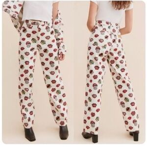Wrangler White Printed High-Rise Straight Jeans